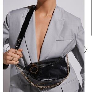 Showpo black and gold crossbody bag